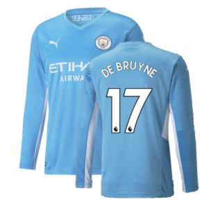 2021-2022 Man City Long Sleeve Home Shirt (DE BRUYNE 17)