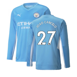 2021-2022 Man City Long Sleeve Home Shirt (JOAO CANCELO 27)