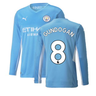 2021-2022 Man City Long Sleeve Home Shirt (Kids) (GUNDOGAN 8)