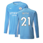 2021-2022 Man City Long Sleeve Home Shirt (SILVA 21)