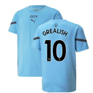 2021-2022 Man City Pre Match Jersey (Light Blue) (GREALISH 10)