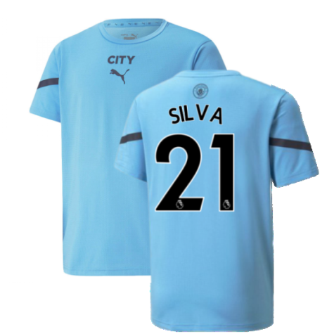 2021-2022 Man City Pre Match Jersey (Light Blue) (SILVA 21)