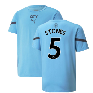2021-2022 Man City Pre Match Jersey (Light Blue) (STONES 5)