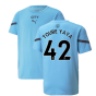 2021-2022 Man City Pre Match Jersey (Light Blue) (TOURE YAYA 42)