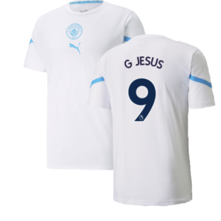 2021-2022 Man City Pre Match Jersey (White) (G JESUS 9)