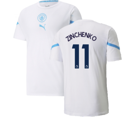 2021-2022 Man City Pre Match Jersey (White) (ZINCHENKO 11)