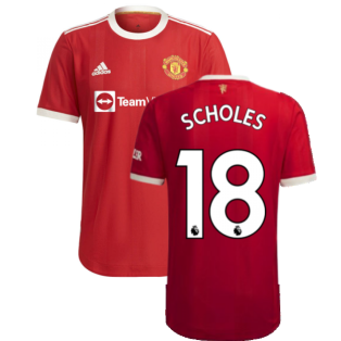 2021-2022 Man Utd Authentic Home Shirt (SCHOLES 18)