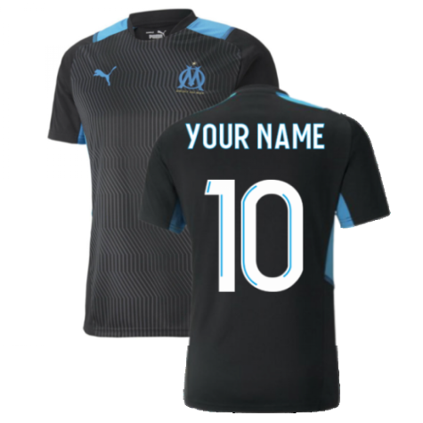 2021-2022 Marseille Training Shirt (Black) (Your Name)