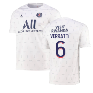 2021-2022 PSG Pre-Match Training Jersey (White) (VERRATTI 6)