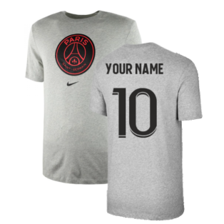 2021-2022 PSG Tee Evergreen Crest (Grey) (Your Name)