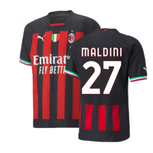 2022-2023 AC Milan Authentic Home Shirt (MALDINI 27)