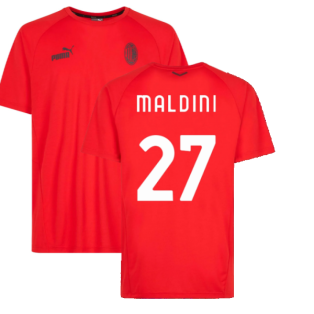 2022-2023 AC Milan Casuals Tee (Red) (MALDINI 27)