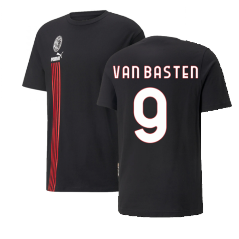 2022-2023 AC Milan FtblCulture Tee (Black) (VAN BASTEN 9)