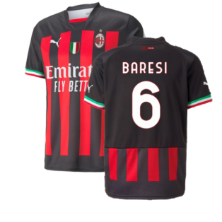 2022-2023 AC Milan Home Shirt (Kids) (BARESI 6)