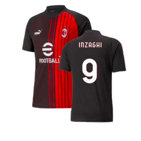 2022-2023 AC Milan Pre-Match Jersey (Black-Red) (INZAGHI 9)