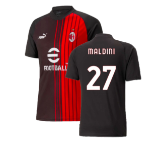 2022-2023 AC Milan Pre-Match Jersey (Black-Red) (MALDINI 27)
