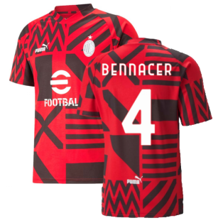 2022-2023 AC Milan Pre-Match Jersey (Red) (BENNACER 4)