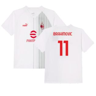 2022-2023 AC Milan Pre-Match Shirt (White-Red) - Kids (IBRAHIMOVIC 11)