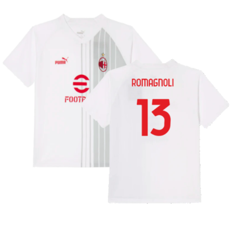2022-2023 AC Milan Pre-Match Shirt (White-Red) - Kids (ROMAGNOLI 13)