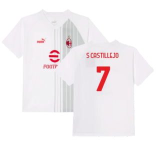 2022-2023 AC Milan Pre-Match Shirt (White-Red) - Kids (S CASTILLEJO 7)