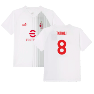 2022-2023 AC Milan Pre-Match Shirt (White-Red) - Kids (TONALI 8)