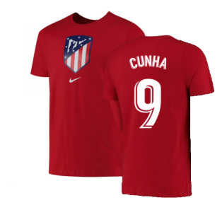 2022-2023 Atletico Madrid Crest Tee (Red) (CUNHA 9)
