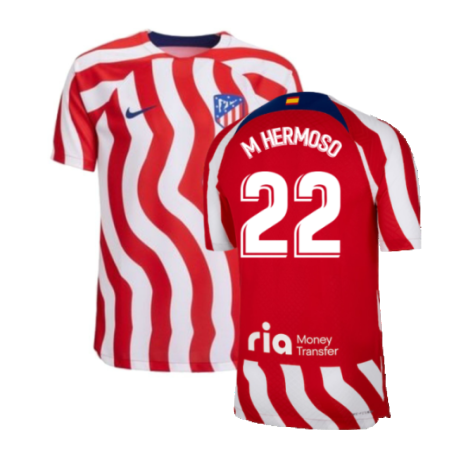 2022-2023 Atletico Madrid Home Player Issue Jersey (M HERMOSO 22)