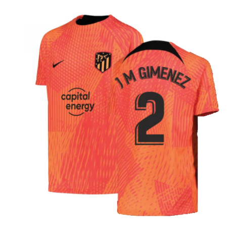 2022-2023 Atletico Madrid Pre-Match Shirt (Laser Crimson) - Kids (J M GIMENEZ 2)