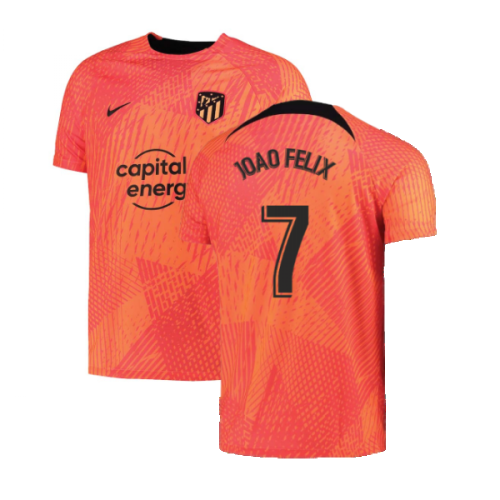 2022-2023 Atletico Madrid Pre-Match Training Shirt (Laser Crimson) (JOAO FELIX 7)