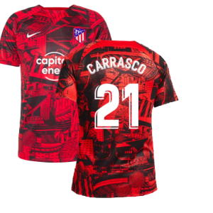 2022-2023 Atletico Madrid Pre-Match Training Shirt (Red) (CARRASCO 21)