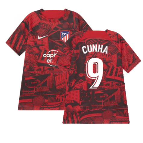 2022-2023 Atletico Madrid Pre-Match Training Shirt (Red) - Kids (CUNHA 9)