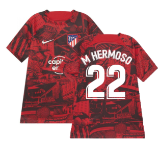 2022-2023 Atletico Madrid Pre-Match Training Shirt (Red) - Kids (M HERMOSO 22)