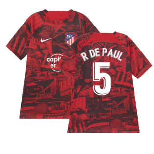 2022-2023 Atletico Madrid Pre-Match Training Shirt (Red) - Kids (R DE PAUL 5)