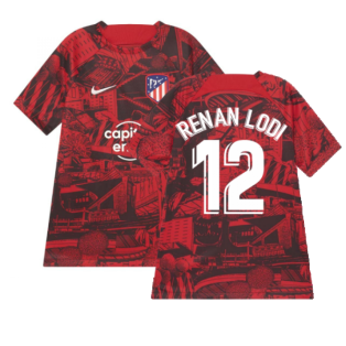 2022-2023 Atletico Madrid Pre-Match Training Shirt (Red) - Kids (RENAN LODI 12)