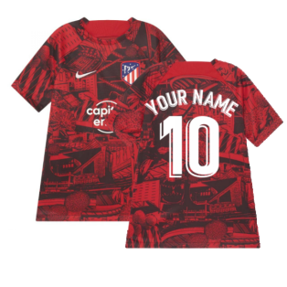 2022-2023 Atletico Madrid Pre-Match Training Shirt (Red) - Kids (Your Name)