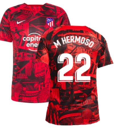 2022-2023 Atletico Madrid Pre-Match Training Shirt (Red) (M HERMOSO 22)