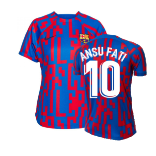 2022-2023 Barcelona Pre-Match Training Shirt (Blue) - Ladies (ANSU FATI 10)