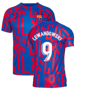 2022-2023 Barcelona Pre-Match Training Shirt (Blue) (LEWANDOWSKI 9)