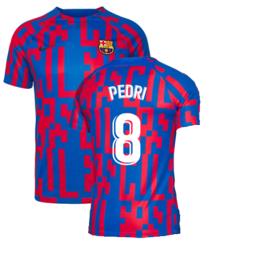 2022-2023 Barcelona Pre-Match Training Shirt (Blue) (PEDRI 8)  2022-2023 Barcelona Pre-Match Training Shirt (Blue) (PEDRI 8)
