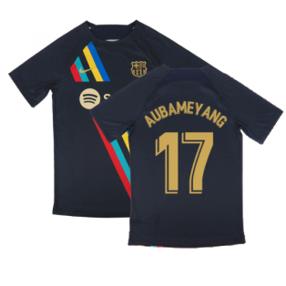 2022-2023 Barcelona Pre-Match Training Shirt (Obsidian) (AUBAMEYANG 17)
