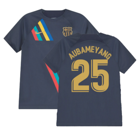 2022-2023 Barcelona Pre-Match Training Shirt (Obsidian) - Kids (AUBAMEYANG 17)
