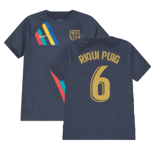 2022-2023 Barcelona Pre-Match Training Shirt (Obsidian) - Kids (RIQUI PUIG 6)