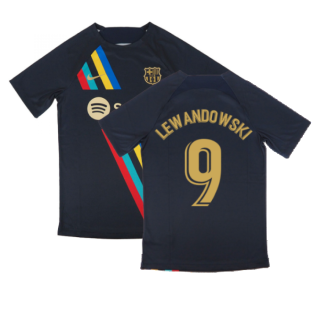 2022-2023 Barcelona Pre-Match Training Shirt (Obsidian) (LEWANDOWSKI 9)
