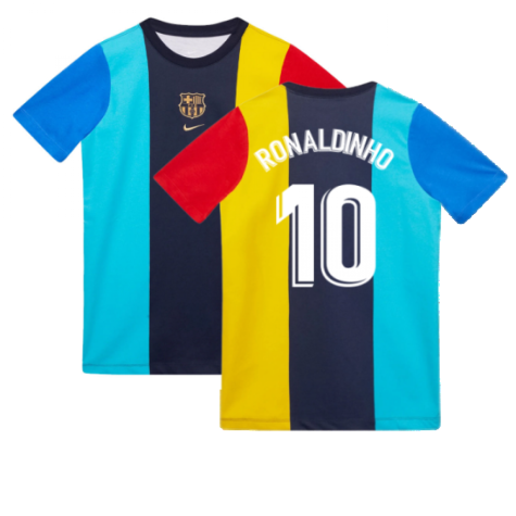 2022-2023 Barcelona Voice Tee (Obsidian) (RONALDINHO 10)