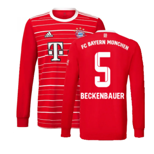 2022-2023 Bayern Munich Long Sleeve Home Shirt (Kids) (BECKENBAUER 5)