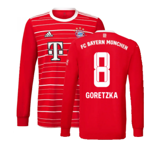 2022-2023 Bayern Munich Long Sleeve Home Shirt (Kids) (GORETZKA 8)
