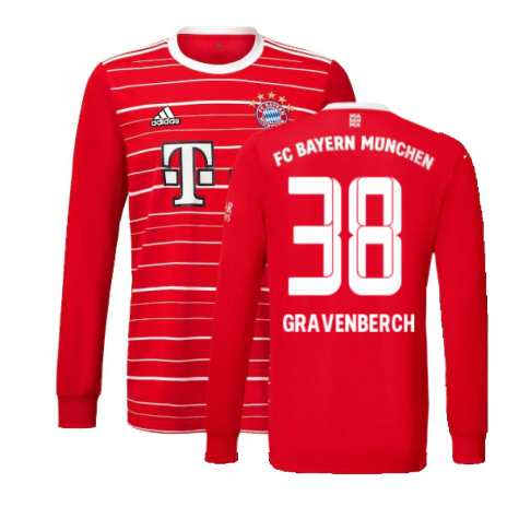 2022-2023 Bayern Munich Long Sleeve Home Shirt (Kids) (GRAVENBERCH 38)