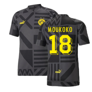 2022-2023 Borussia Dortmund Pre-Match Shirt (Black-Asphalt) (MOUKOKO 18)
