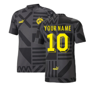 2022-2023 Borussia Dortmund Pre-Match Shirt (Black-Asphalt) (Your Name)