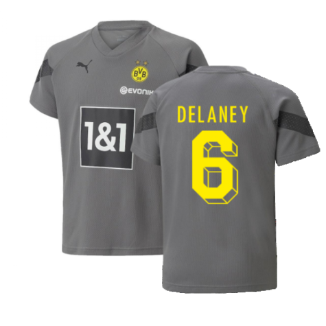 2022-2023 Borussia Dortmund Training Jersey (Smoked Pearl) - Kids (DELANEY 6)